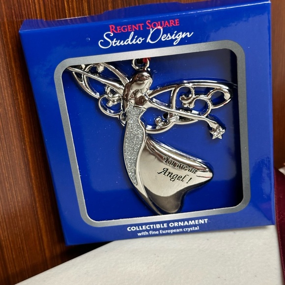 Angel figure christmas ornament Silverplated with European crystal - Picture 9 of 11